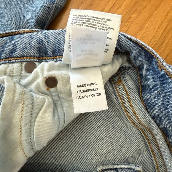 AGOLDE Jeans Size 26 Nico High Rise Button Fly Fray Raw Hem Light Wash Stretch - Picture 16 of 16